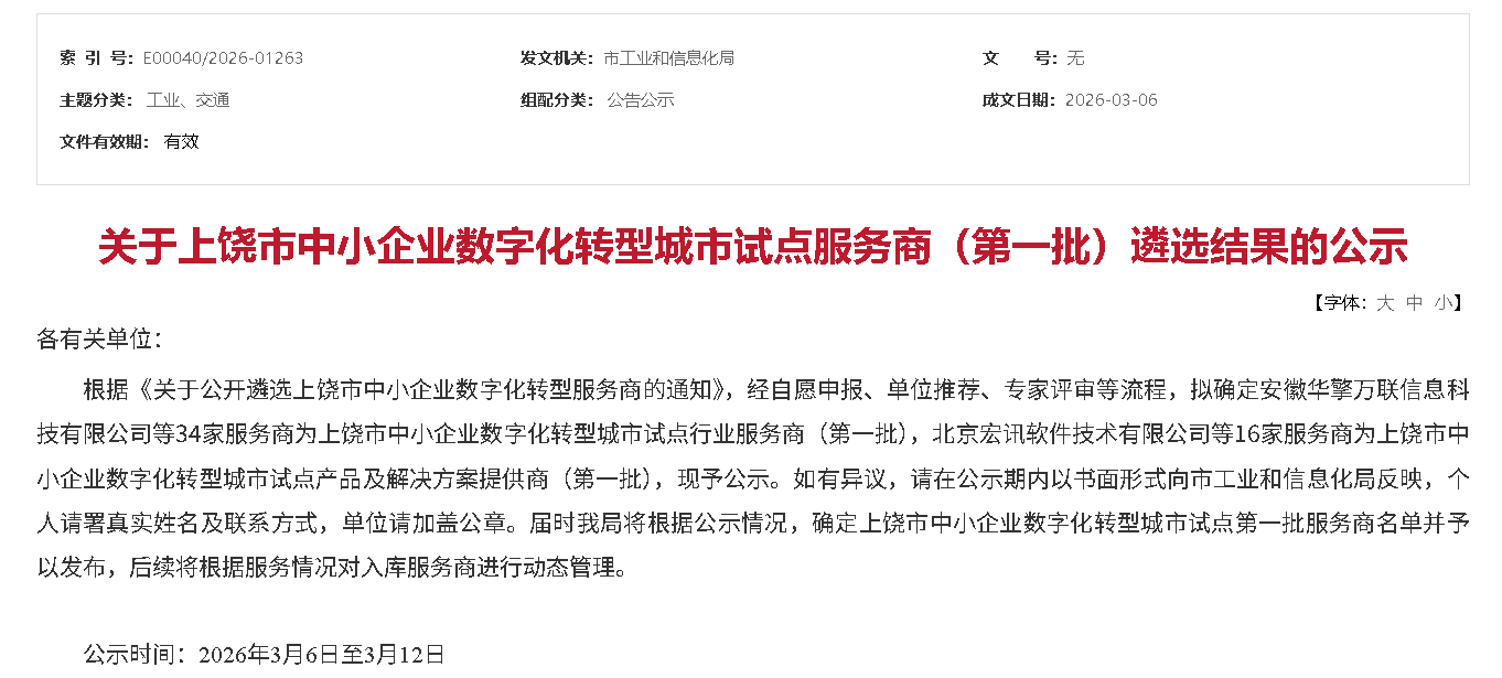 领航国际资讯｜热烈祝贺｜领航国际信息入选上饶市数字化转型试点首批行业服务商